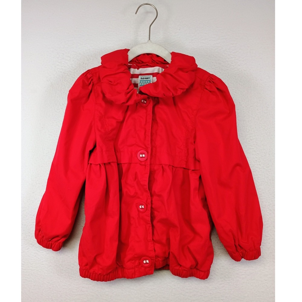 Coquette Balletcore Old Navy Kids 5T Red Ruffle Collar Puff Sleeve Windbreaker